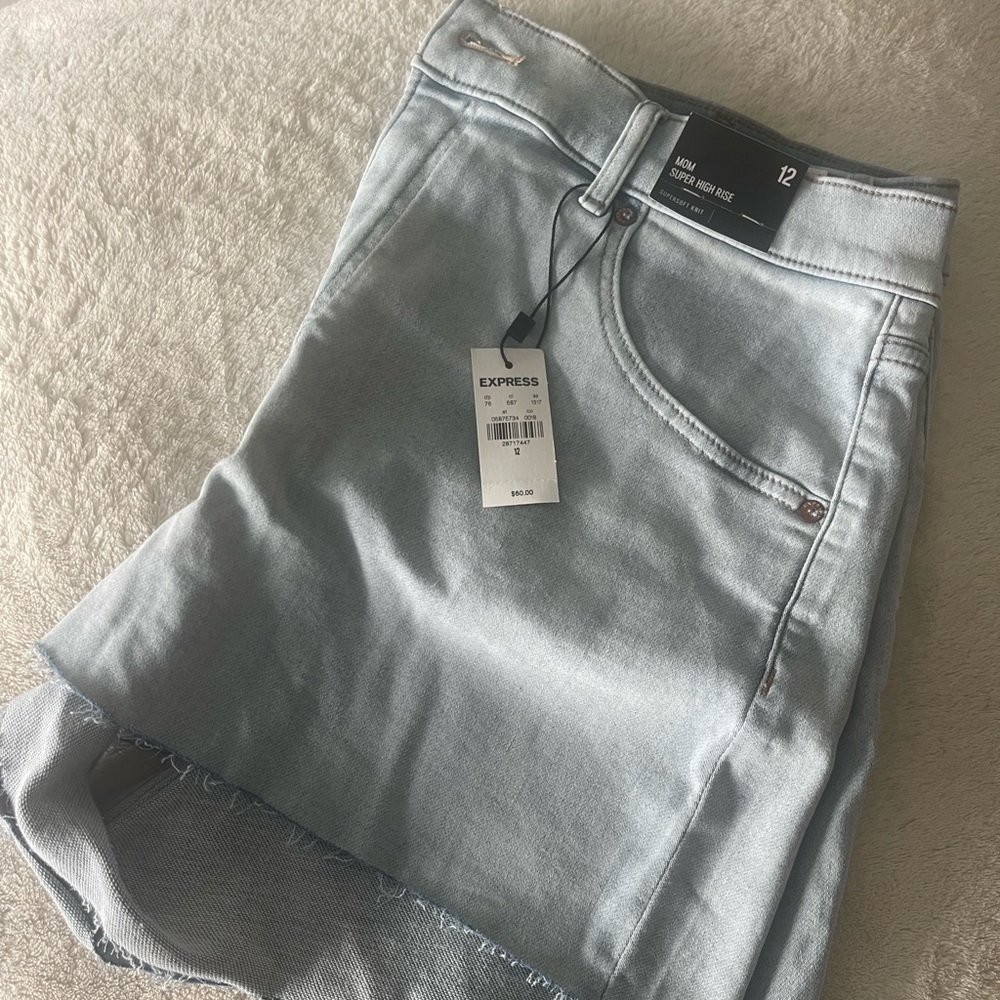 Express Light Wash High Waisted Mom Shorts